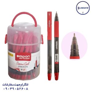 عکس نوشت افزار خودکار سمی ژل نوک 0.7 قرمز 50 عددی الیپون