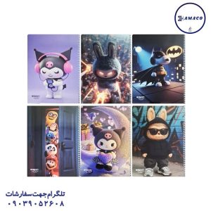 عکس دفتر دفتر 60 خطی فانتزی گلاسه فنری کد 835 الیپون