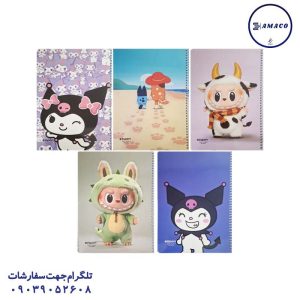 عکس دفتر دفتر 40 خطی فانتزی گلاسه فنری کد 836 الیپون