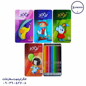 عکس نوشت افزار مداد رنگی 12 فلز لوکی