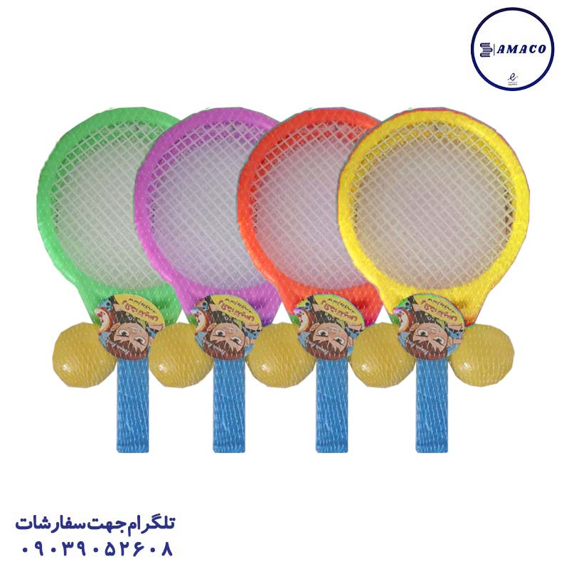 عکس اسباب بازی های عمومی راکت تنیس پلاستیکی 2 توپ توری