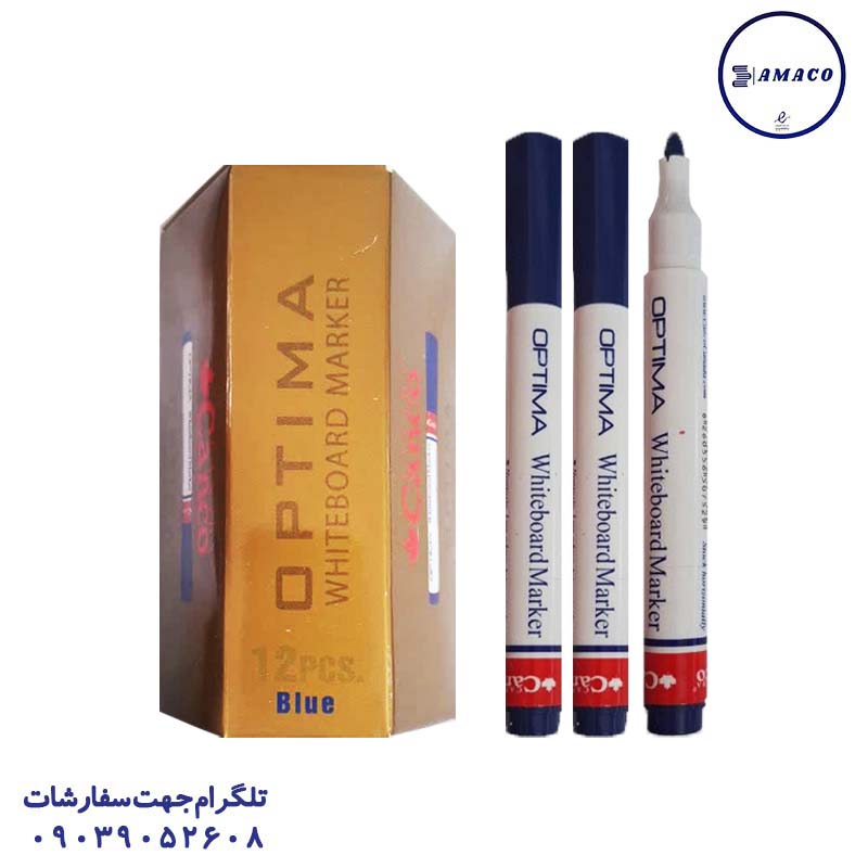 عکس نوشت افزار ماژیک وایت برد اپتیما آبی سر گرد کنکو