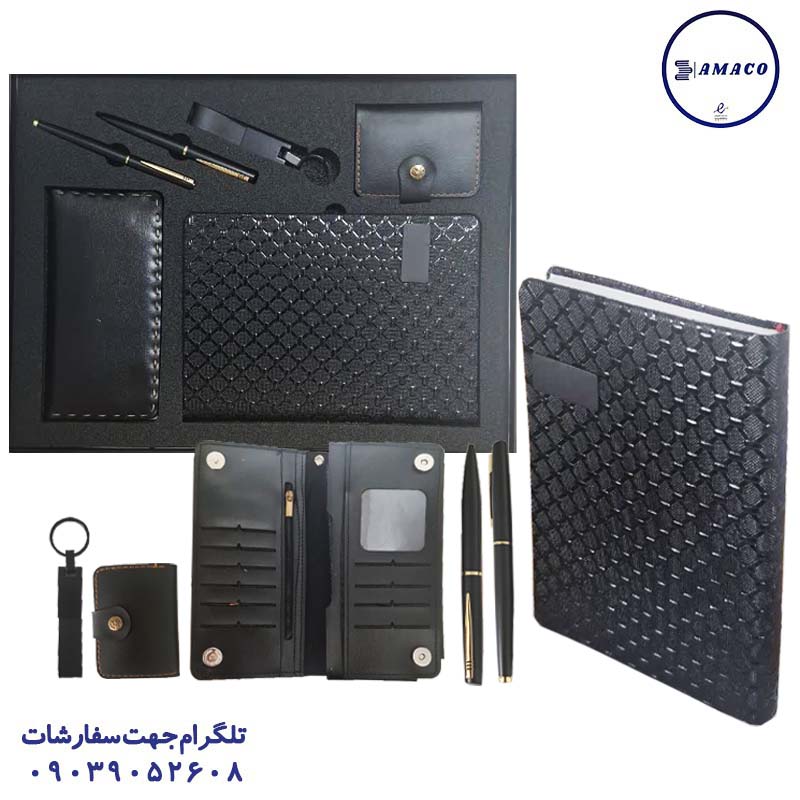 عکس ملزومات اداری ست مدیریتی 6 تکه مشکی کد 6302 فدک