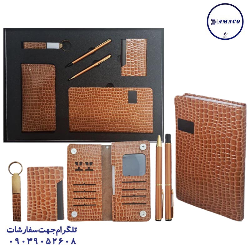 عکس ملزومات اداری ست مدیریتی 6 تکه عسلی کد 6307 فدک