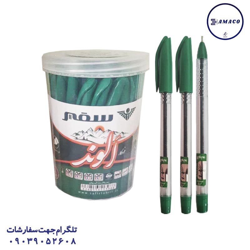 عکس نوشت افزار خودکار سبز الوند 50 عددی نوک 0.7 سفیر