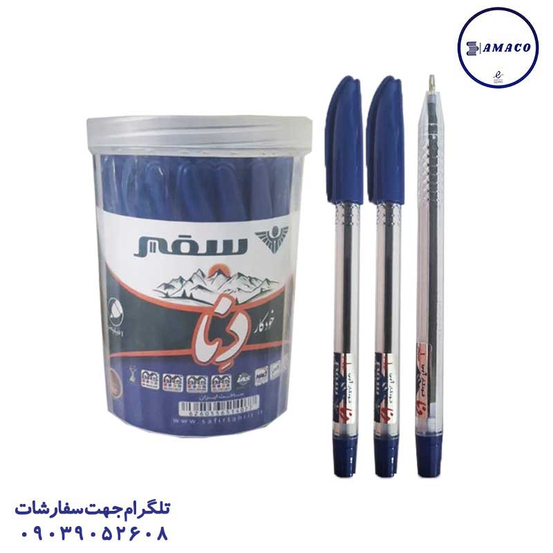 عکس نوشت افزار خودکار آبی دنا 50 عددی نوک 1 سفیر
