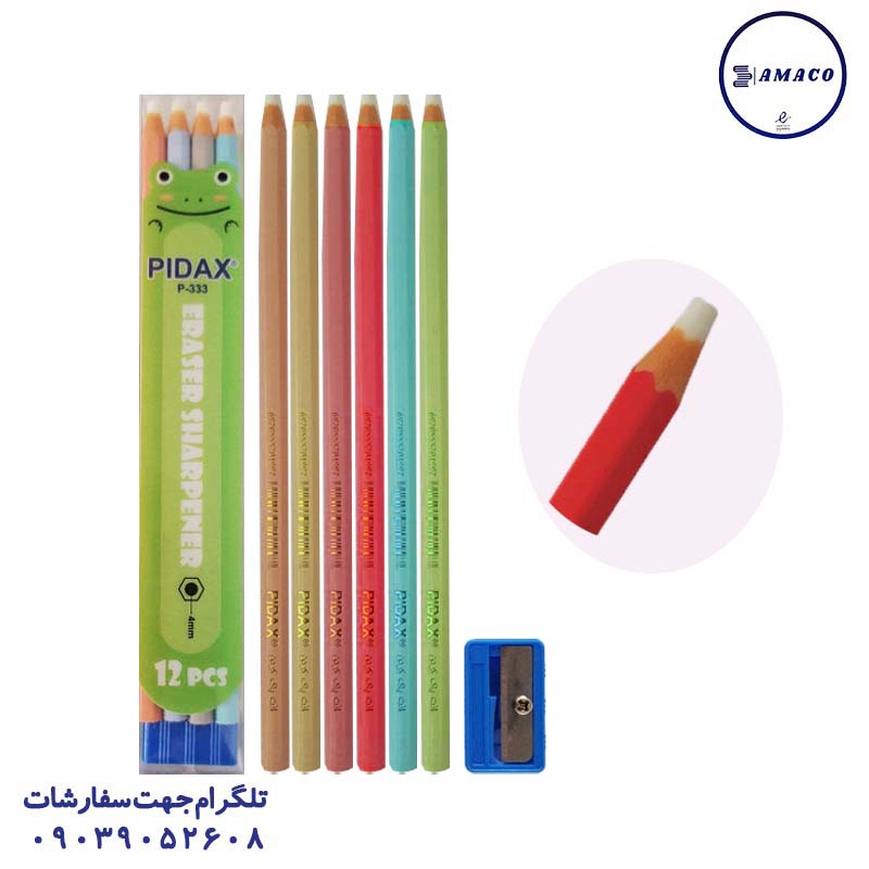 عکس تحریر فانتزی پاکن مدادی+تراش بسته 12 عددی کد 333 پیداکس