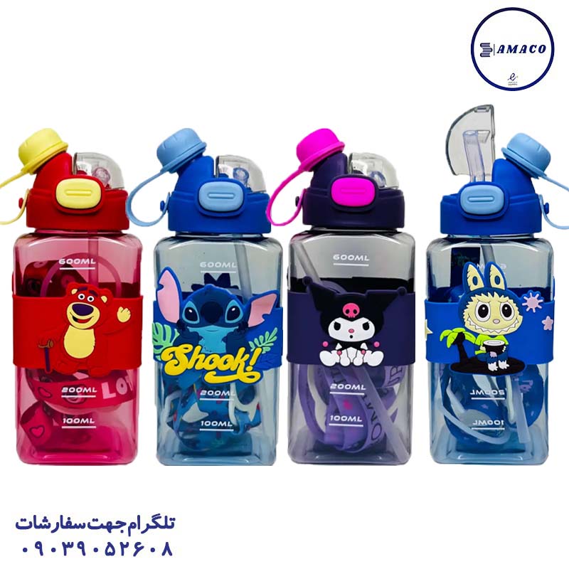 عکس لوازم مهدکودک 12 ** قمقمه 600 میل نی دار4گوش lotso کد 200