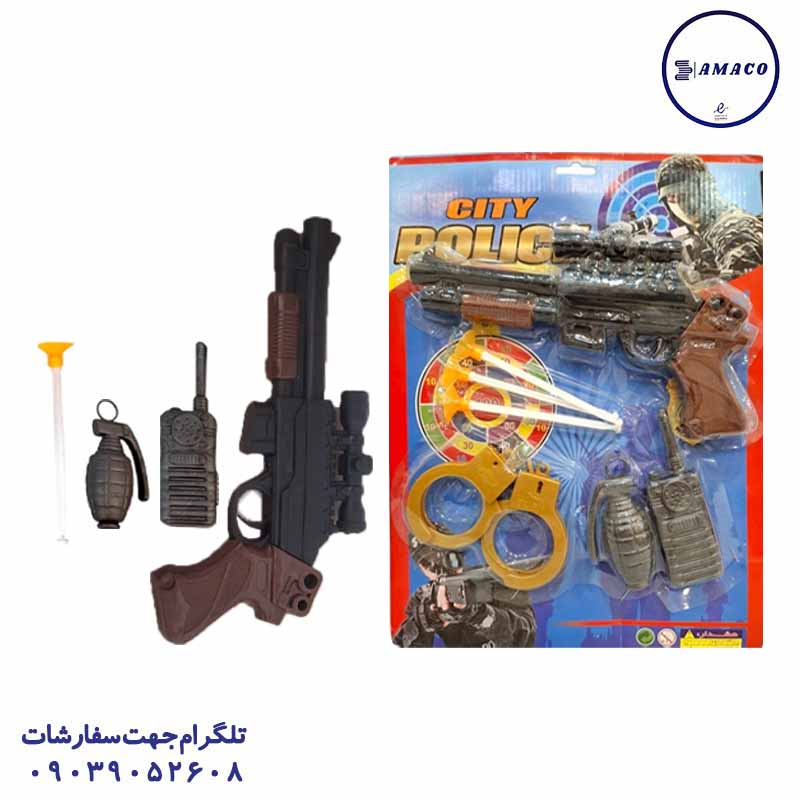 عکس اسباب بازی های پسرانه ست کلت و دستبند پلیس شهر روکارتی