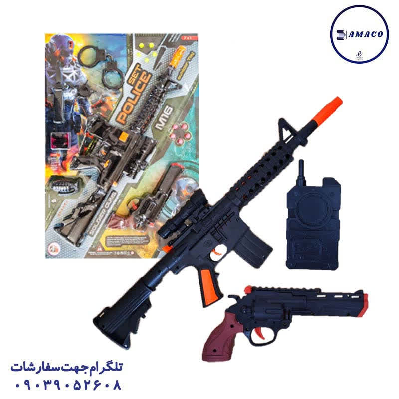 عکس اسباب بازی های پسرانه ست پلیس M16 روکارتی 7*1 آرمان فردا