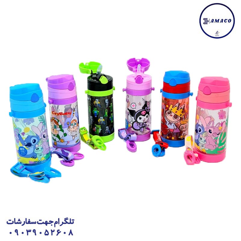 عکس لوازم مهدکودک قمقمه 500 میل فانتزی نی دار کد 7006