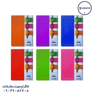 عکس دفتر دفتر 50 برگ خطی طلقی رنگی تکنو