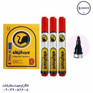 عکس نوشت افزار ماژیک معمولی قرمز نوک گرد الفنت