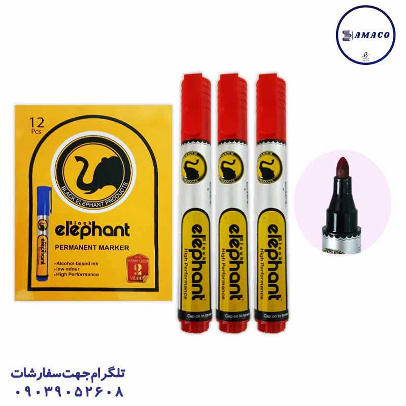 خرید ماژیک معمولی قرمز نوک گرد الفنت عکس نوشت افزار ماژیک معمولی قرمز نوک گرد الفنت