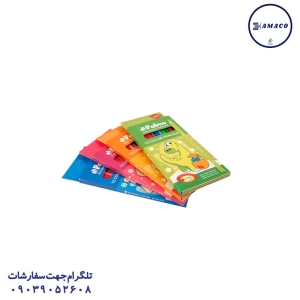 عکس نوشت افزار مداد رنگی 12 مقوا پالمو