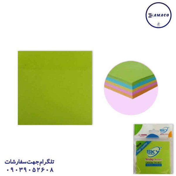 عکس کاغذ یادداشت چسب دار ( استیکر ) نوت 75*75 بدون خط 1051 (480) اسکای