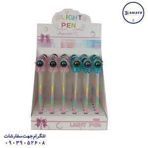 عکس نوشت افزار خودکار فانتزی 6 رنگ شبرنگی 2206