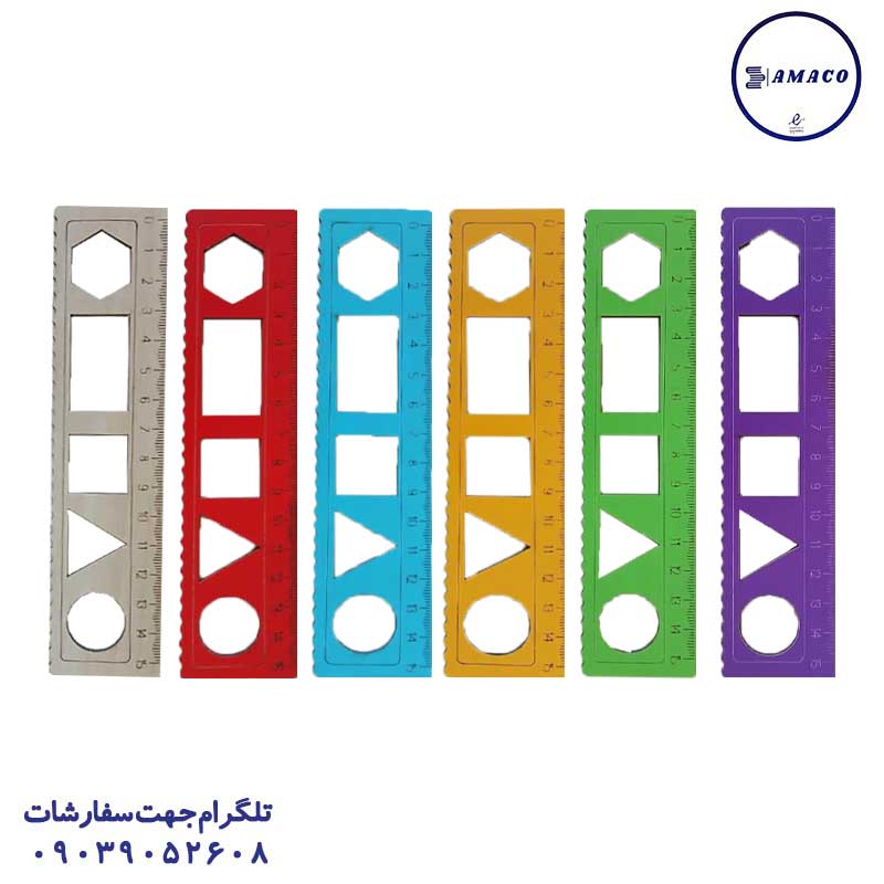 خرید خط کش 15 سانت چوبی شابلون دار عکس لوازم ریاضی خط کش 15 سانت چوبی شابلون دار