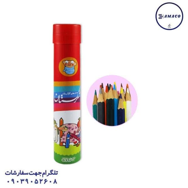 عکس نوشت افزار مداد رنگی 12 استوانه شکرستان