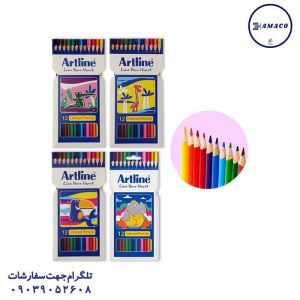 عکس نوشت افزار مداد رنگی 12 مقوا آرت لاین