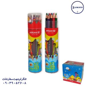 عکس مدادرنگی مداد رنگی12 استوانه 3051 (120) آریا