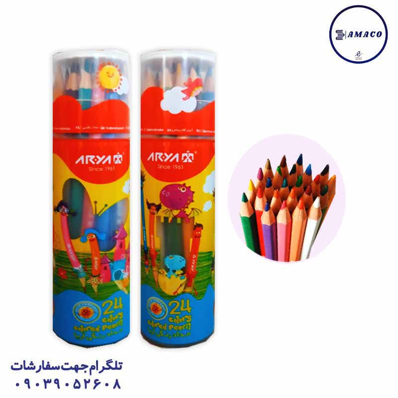خرید مداد رنگی 24 استوانه 3052 (60) آریا عکس مدادرنگی مداد رنگی 24 استوانه 3052 (60) آریا