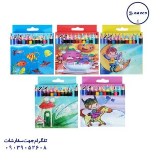 عکس نوشت افزار مداد رنگی 12 مقوا کوتاه