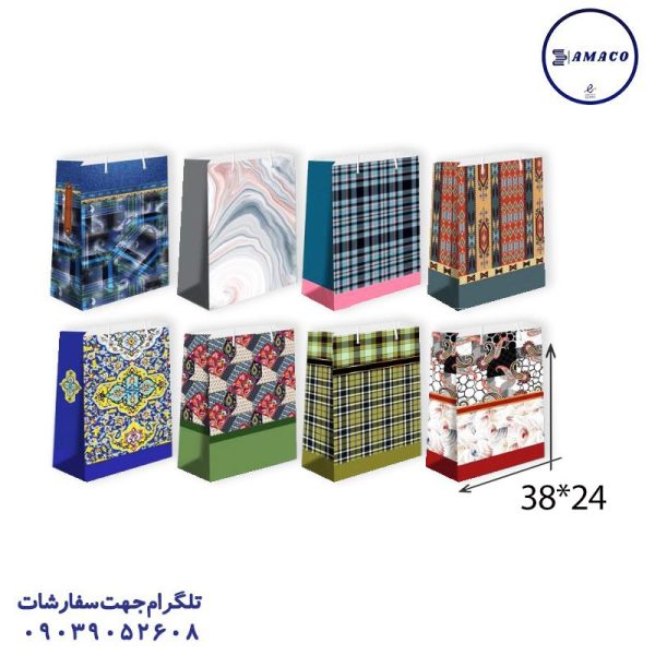 آذین - ساک کادویی طرحدار سایز 5 عمودی (24*38)