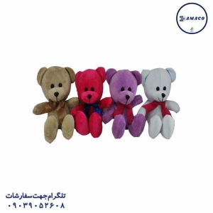 عکس اسباب بازی های دخترانه **عروسک خرس ایستاده پاپیون دار آبی 1