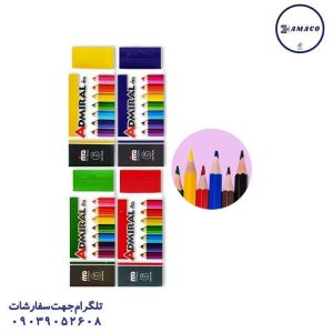 عکس نوشت افزار مداد رنگی 6 مقوا کوتاه (600) ادمیرال