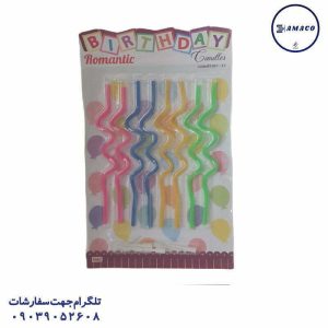 عکس لوازم جشن شمع ماکارونی پایه دار تولد