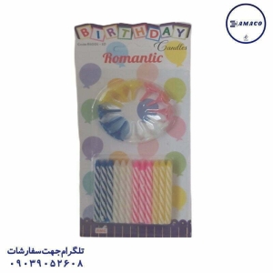 عکس لوازم جشن شمع پایه دار گل 24 عددی تولد