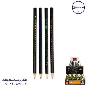 عکس نوشت افزار مداد مشکی سه گوش صدفی بدنه مشکی20012 (20) وک