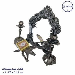 عکس لوازم جشن آینه و شمعدان با رحل قرآن الماس و مهدیس
