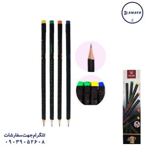 عکس نوشت افزار مداد مشکی سه گوش پاکن دار 20013 (20) وک