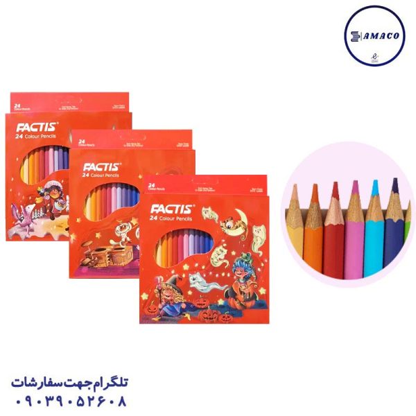 عکس نوشت افزار مداد رنگی 24 مقوا فکتیس
