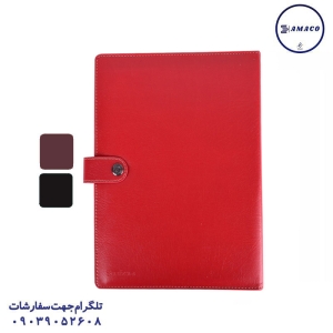 عکس دفتر کلاسوری کلاسور چرم قفل فلز آماکو