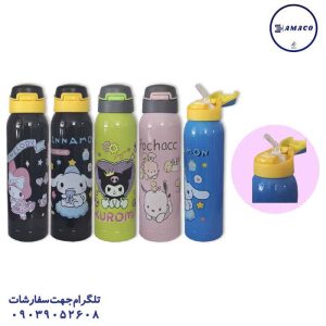 عکس لوازم مهدکودک قمقمه فلزی 500 میل جعبه ای طرح کرومی