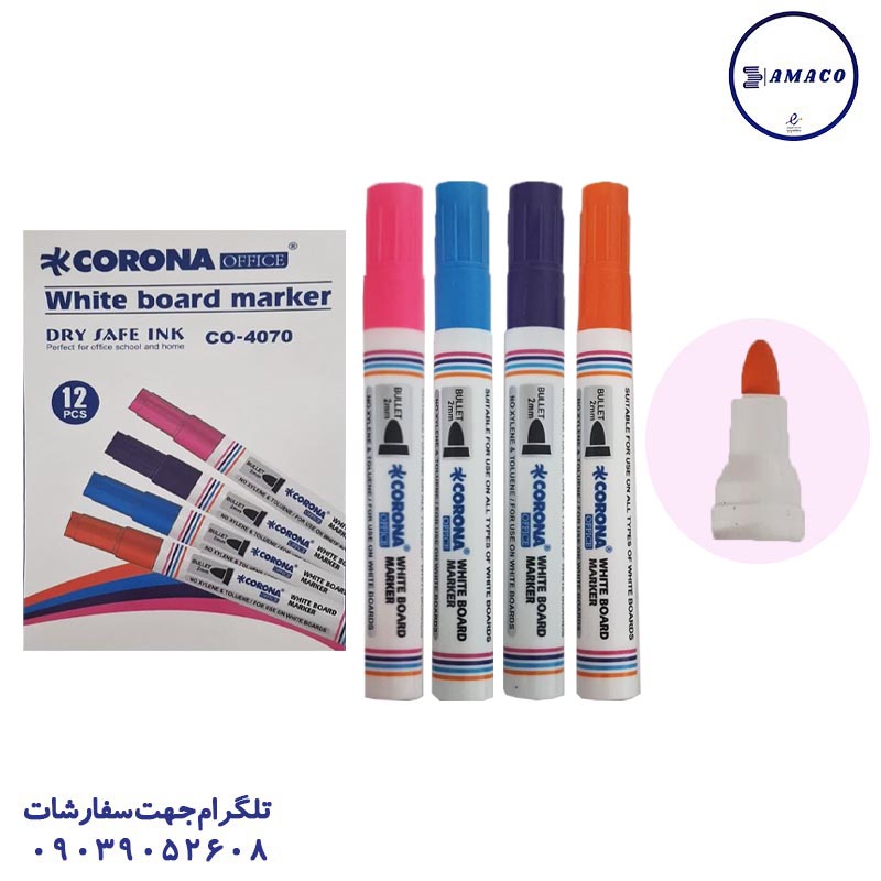 خرید ماژیک وایت برد رنگی سر گرد کد 4070 کرونا عکس ماژیک ماژیک وایت برد رنگی سر گرد کد 4070 کرونا