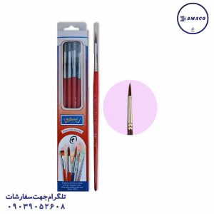 عکس پالت و قلم مو قلم مو دسته قرمز سایز 3 رهاورد