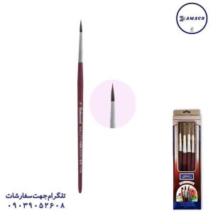 عکس پالت و قلم مو قلم مو دسته قرمز سایز 4 رهاورد