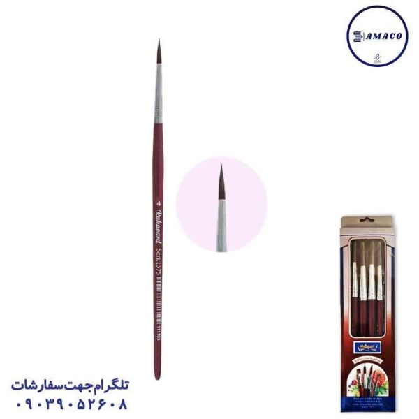 عکس پالت و قلم مو قلم مو دسته قرمز سایز 4 رهاورد