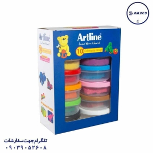 عکس لوازم مهدکودک خمیر بازی 10 رنگ ظرف پلاستیکی 30 گرمی آرت لاین