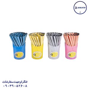 عکس مداد مداد مشکی گرد متالیک لیوانی (10) آریا