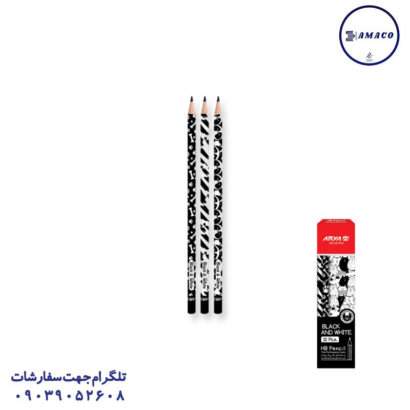 خرید مداد مشکی طرح دار فانتزی 3039 آریا عکس نوشت افزار مداد مشکی طرح دار فانتزی 3039 آریا
