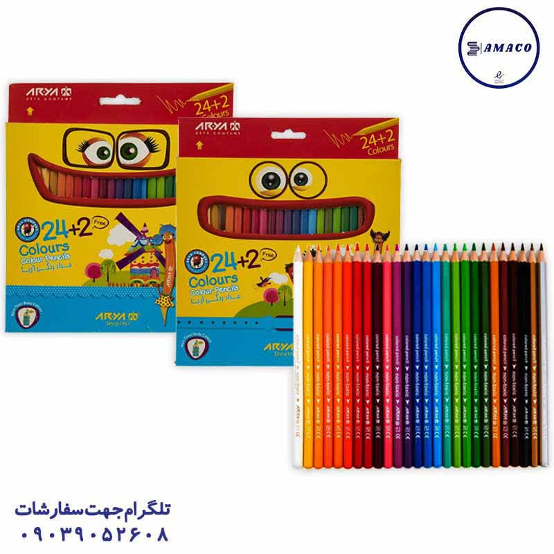 خرید مداد رنگی 2+24 مقوا 3017(120) آریا عکس نوشت افزار مداد رنگی 2+24 مقوا 3017(120) آریا