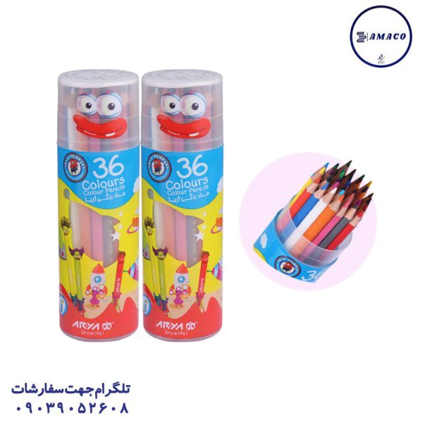 عکس نوشت افزار مداد رنگی 36 استوانه   3053(60) آریا