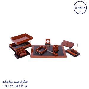 عکس ملزومات اداری ست اداری رومیزی چرمی 7 تکه کد 902 آذران تحریر