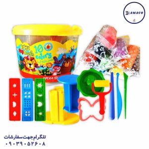 عکس لوازم مهدکودک خمیر بازی 10 رنگ سطلی کد 1068(36) آریا