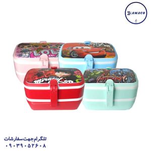 عکس لوازم مهدکودک ظرف غذا 2 طبقه مستطیل کارا